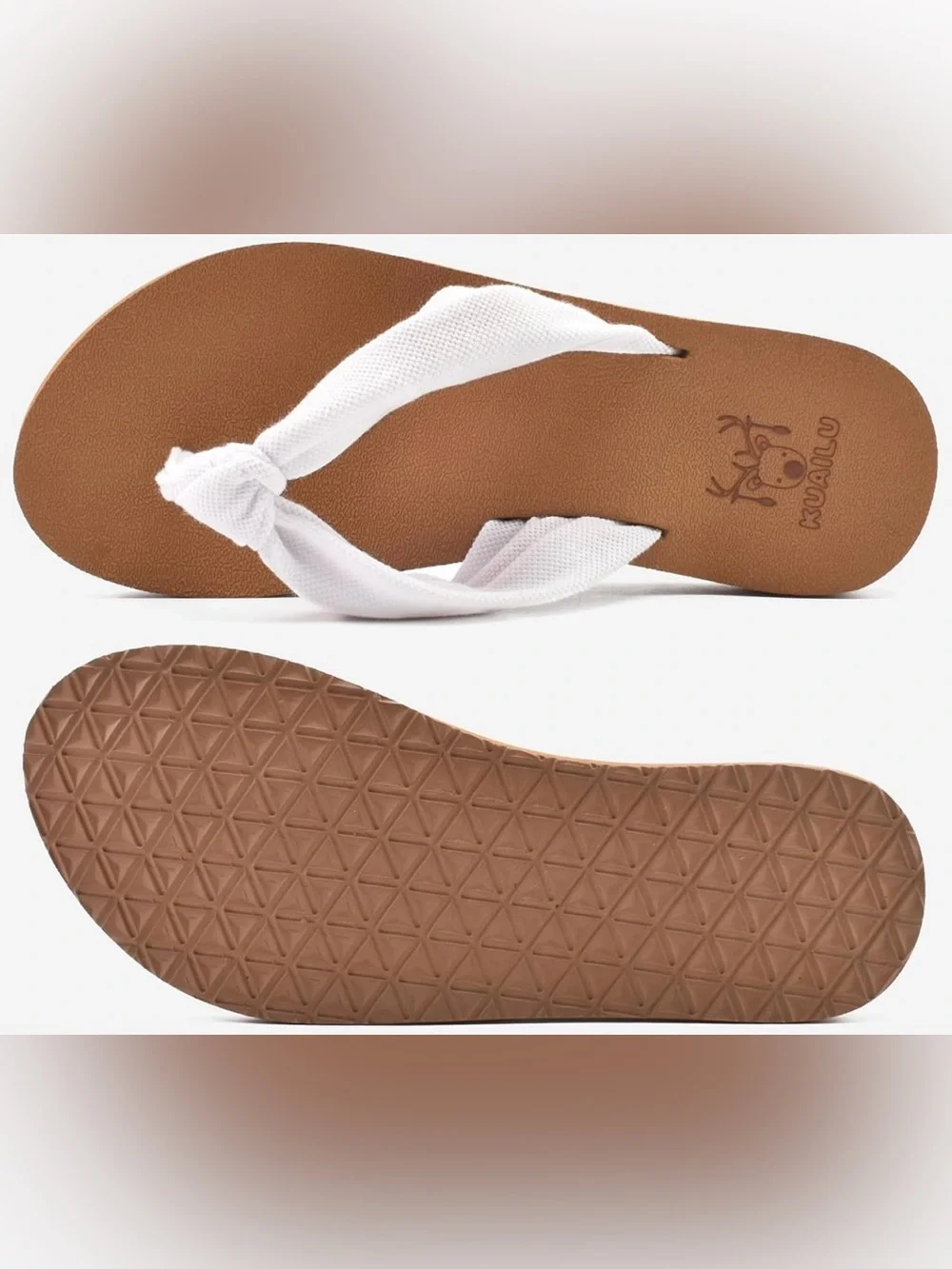 Women's White Knotted Fabric Sandals